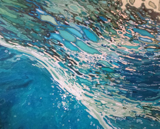 Ebb & Flow Wave Under Water Landscape 36 x 48" Framed