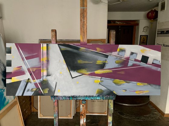 Abstract painting - "Urban abstract" - Abstraction - Geometric abstract - 135x45cm