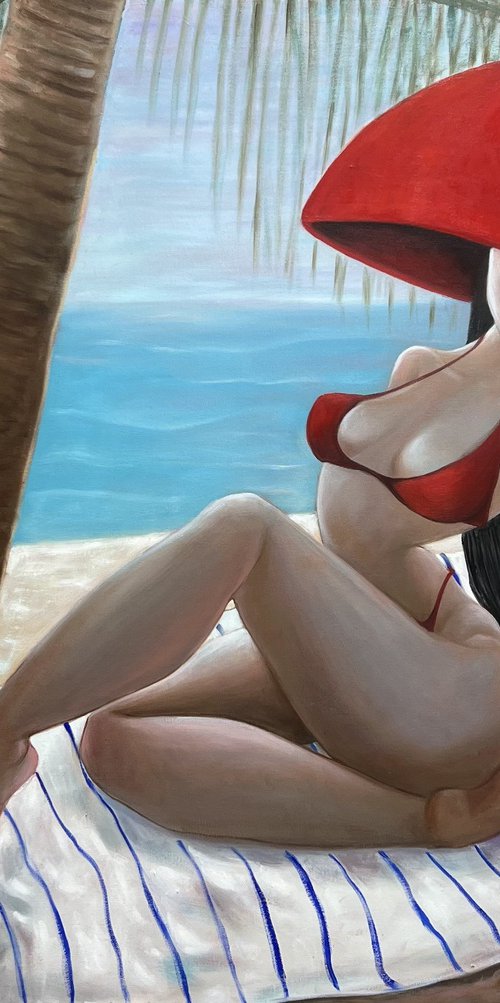 Lady in Red Hat by Ta Byrne