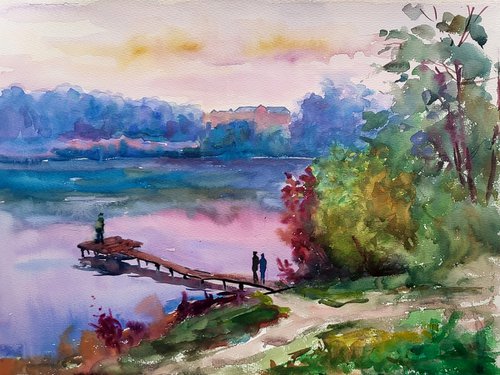 Evening by the reservoir by Boris Serdyuk