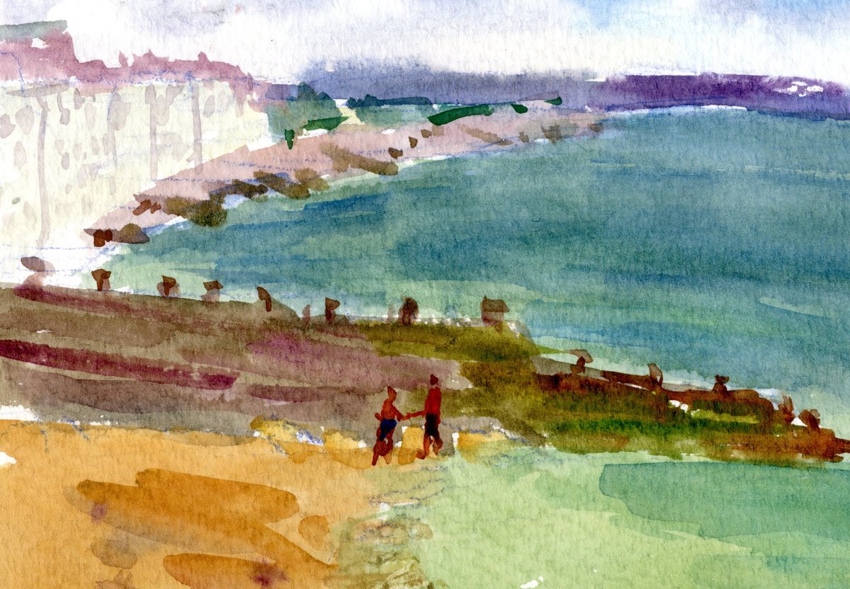 Impressionistic Watercolour , On The Seaside In Eastbourne, England By Tanya Sun, 12 X 8, Artwork For Sale On Artfinder
