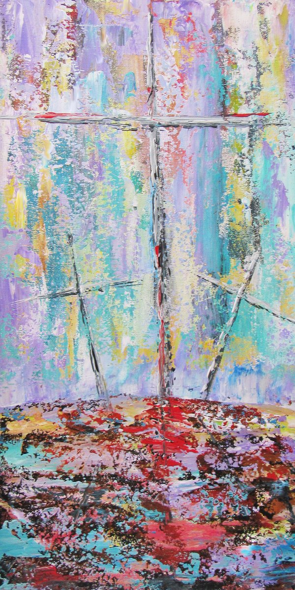 Abstract Acrylic Painting By William F. Adams, 10 X 20", I