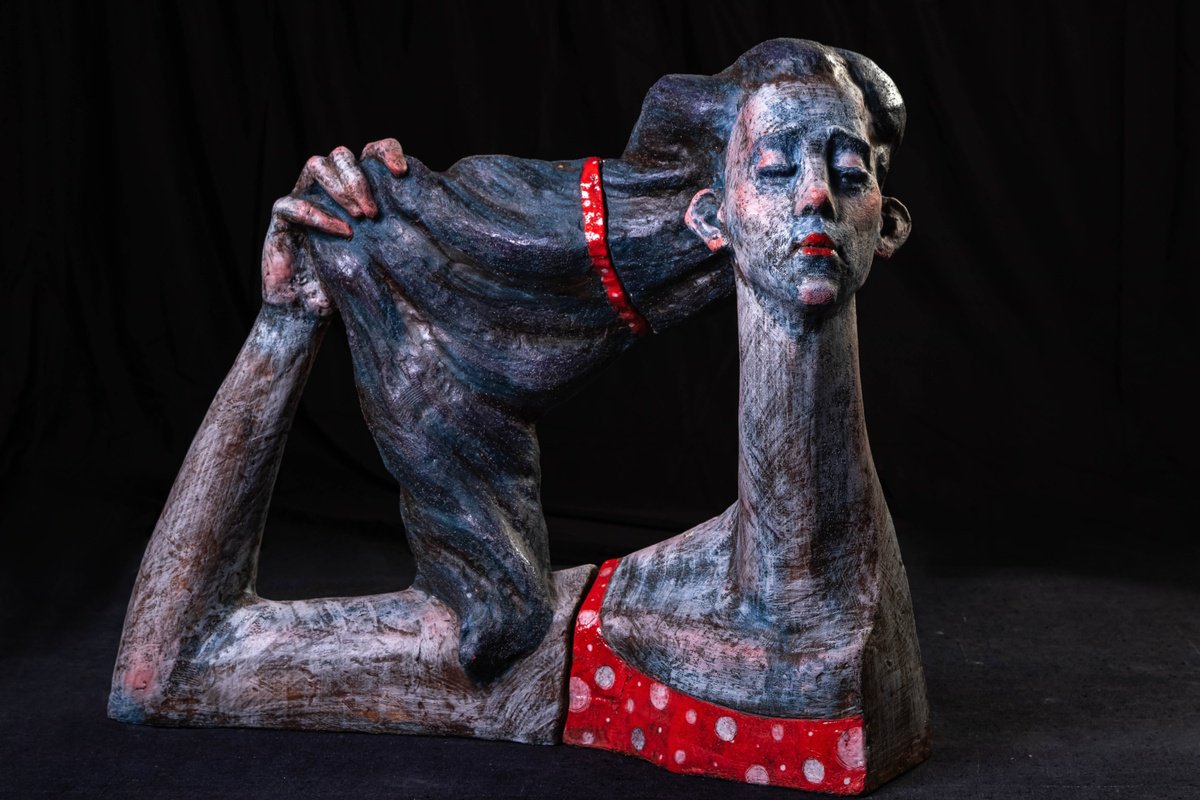 Expressive Portrait Clay Sculpture By Nadiia Otriazha Fedir Bushmanov, 29 X 24", Heat, Original Artwork