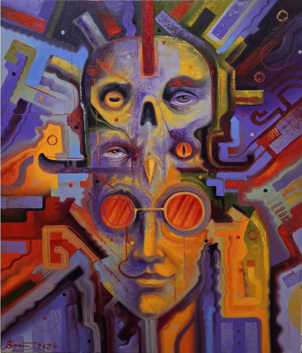 Surrealistic Portrait Oil Painting By Serhii Voichenko, 24 X 27", Periscope, Original Artwork