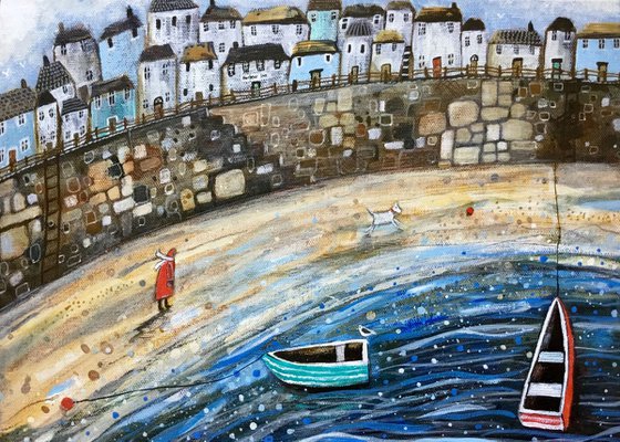 A Brisk Walk, seascape, harbour painting