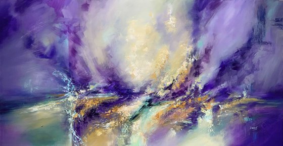 Abstract Oil Painting - Purple Wind 120 x 60 cm