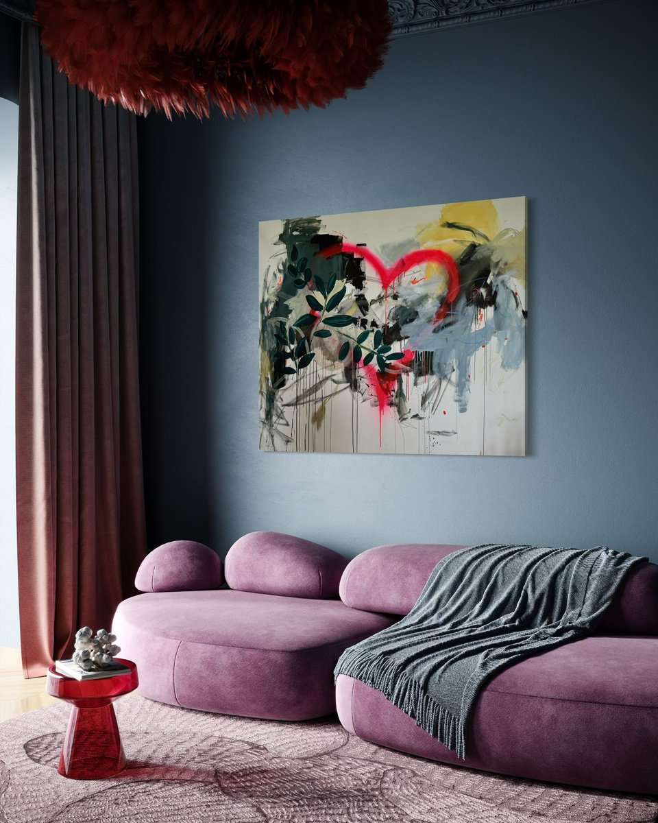 Abstract Botanical Acrylic Painting By Tanya Lytko, 55 X 47", "Reality", Original Artwork