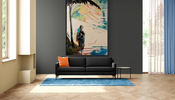 XXXL Big painting - "Palm" - Huge artwork - Pop Art - Street art - Palm - Girl - Portrait