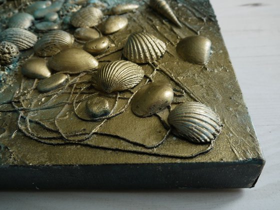 On The Shore - Large 90cm x 60cm, heavily textured mixed media painting, ready to hang