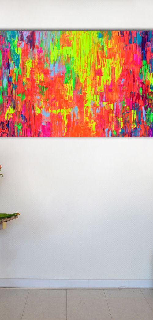 Large Abstract Painting Colourful Abstract Painting Textured Painting XXL Title: Gypsy Girl Dancing in the Night X by Soos Tiberiu