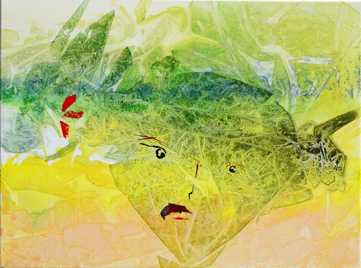 Abstract Watercolour By Jelena B, 24 X 18, Green Man 18X24In 45X60 Cm, Original Artwork