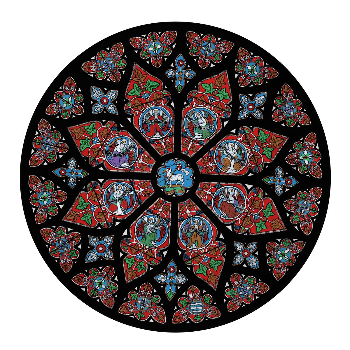 Illustrative Cityscapes Painting By Shelley Ashkowski, 22 X 22", Cheltenham Minster Rose Window, Original Artwork