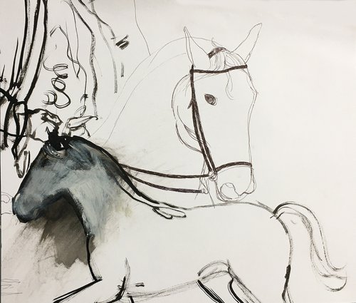 2 horses sketch by René Goorman