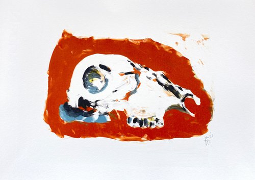 Skull (White/Orange) by Rachel Williams