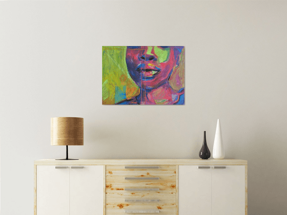 Exploring Identity: Colorful Portrait of an Abstract Vivid Female