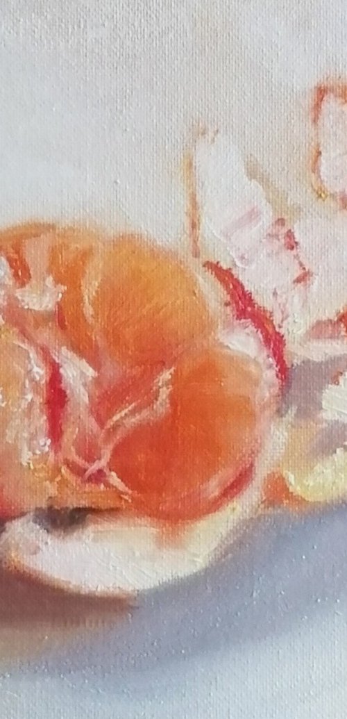 Peeled tangerine by Rosemary Burn