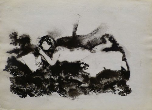 Nude Reading A Book, 23x32 cm by Frederic Belaubre