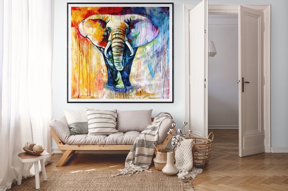 Majestic colorful elephant