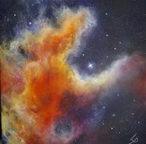We Are All Stardust - Finger-painted Space Art