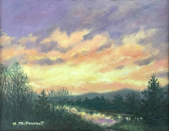 SUNDOWN ABOVE THE RIVER #2 - 8X10 oil