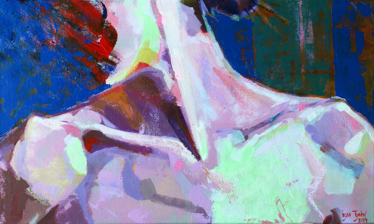 Expressive Portrait Acrylic Painting By Iryna Tymkul, 20 X 12, ?y Shoulders, Original Artwork