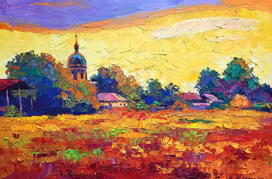 Sunset over the village