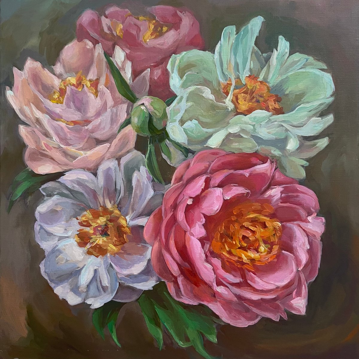 Colorful peonies by Guzel Min