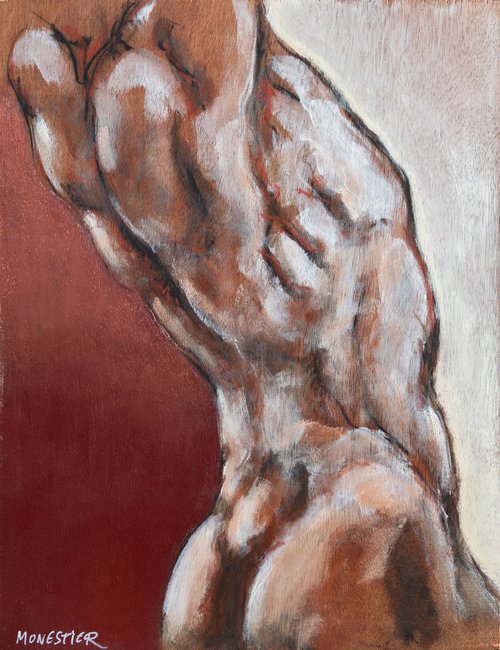 Baroque torso in profile Male nude back man body muscles gay by Fabienne Monestier