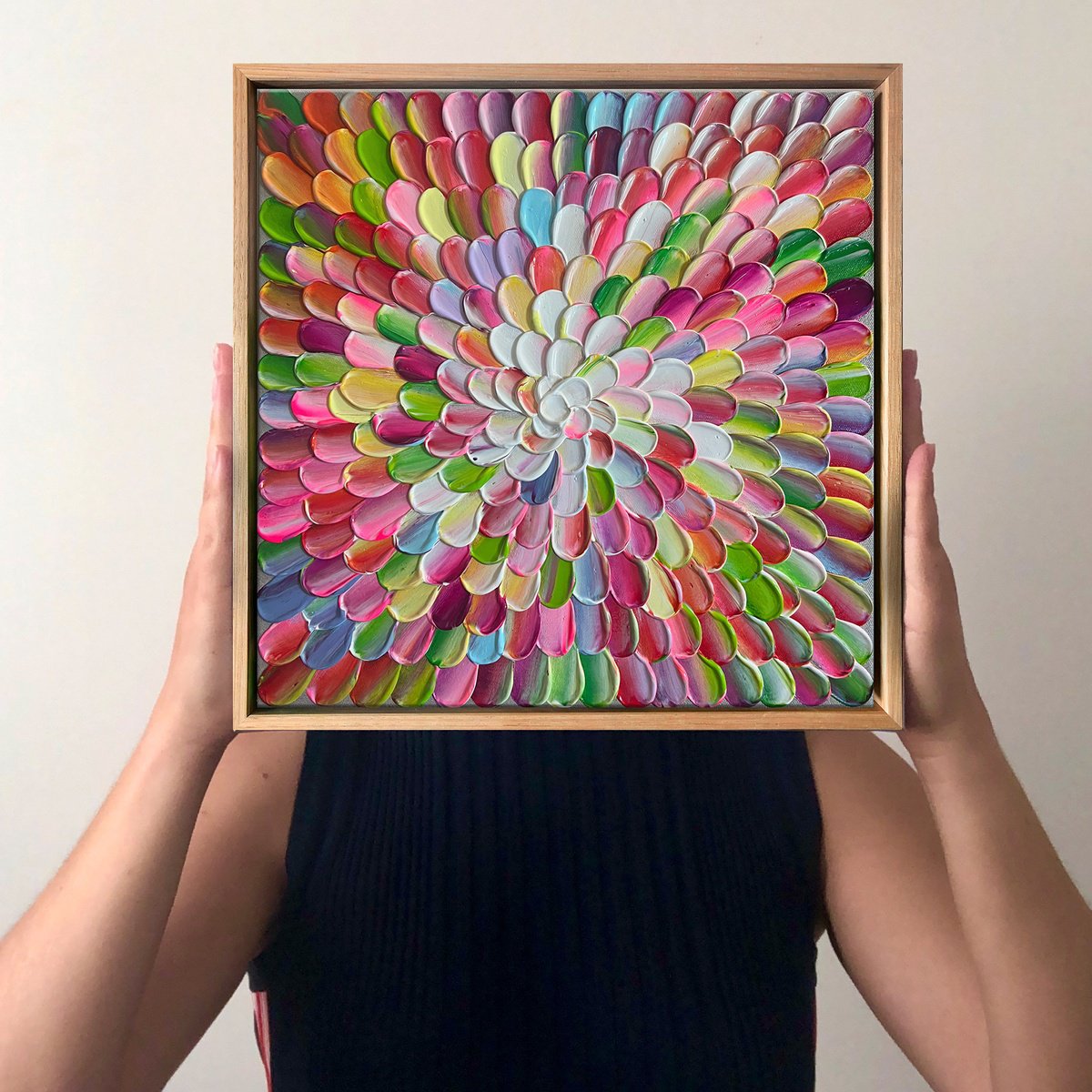 Organic Abstract Acrylic Painting By Tatiana Georgieva, 13 X 13", Bloom 40, Original Artwork