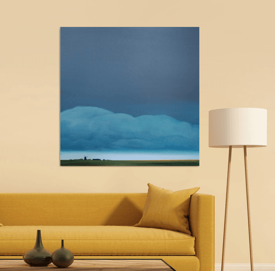 A windmill and a farm, polder in Zeeland.