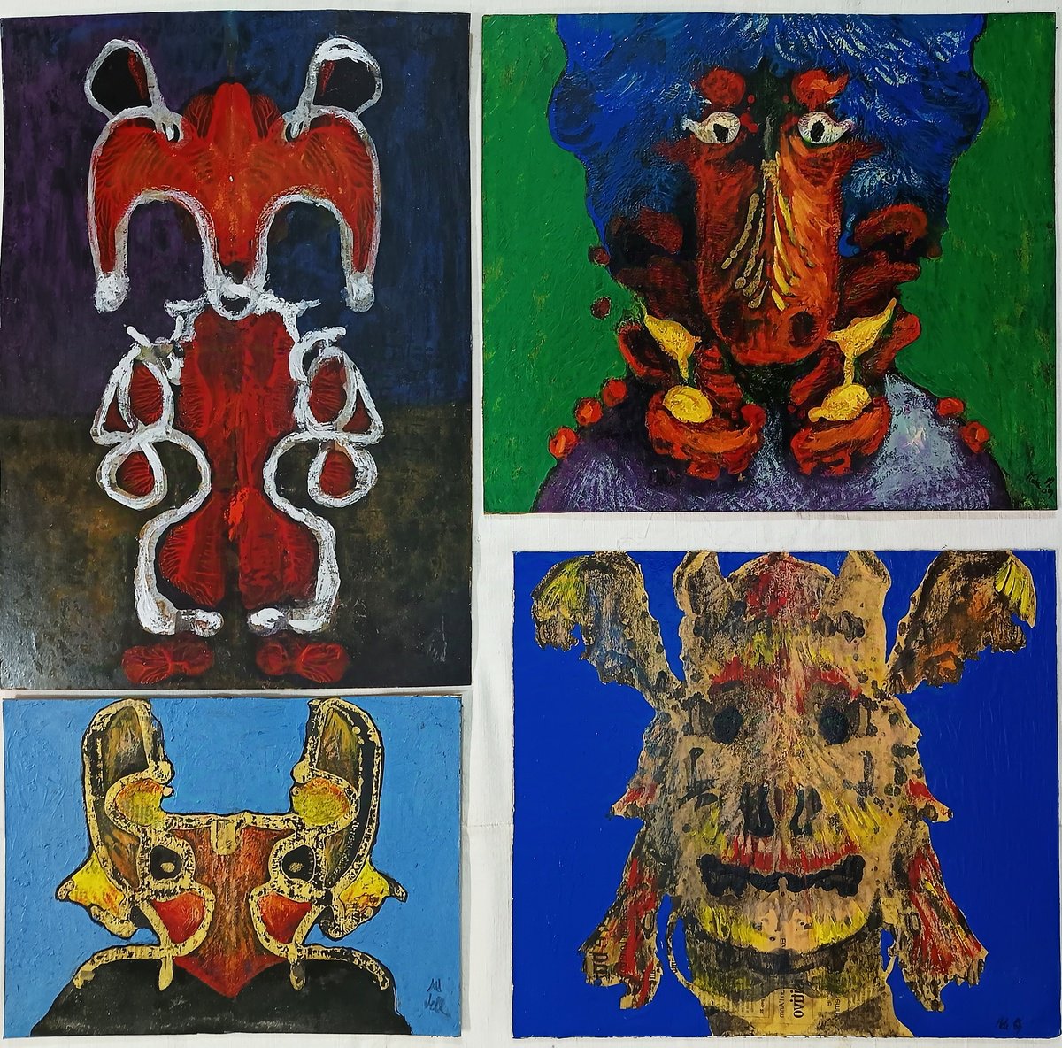 Portrait Painting By Antonio Mele, 28 X 30, Alieni 3, Original Artwork