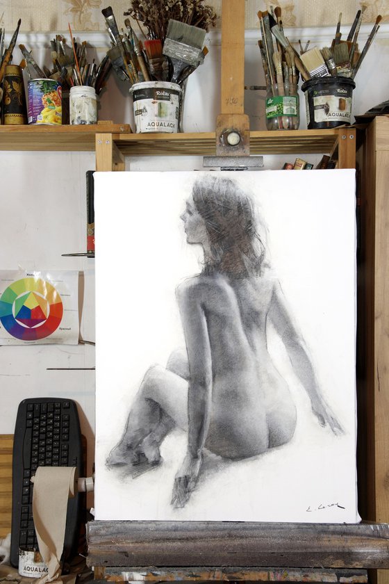 Charcoal drawing "Nude"