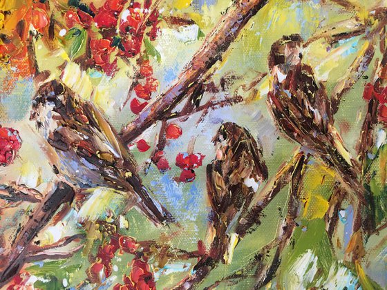Sparrows in the Rowan-Tree