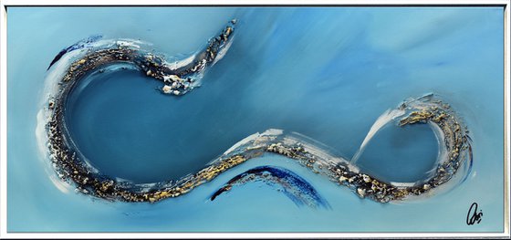 Deep Blue - Abstract Art - Acrylic Painting - Canvas Art - Framed Painting - Abstract Sea Painting - Ready to Hang