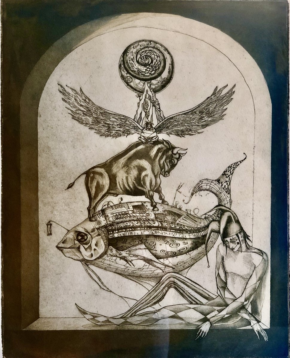 Surrealistic Portrait Etchings & Engravings By Marina Korenfeld, 15 X 19", The Aleph, Original Artwork