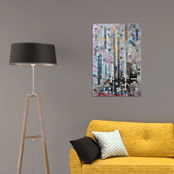 Tetris - Large Original Abstract Art on Canvas Ready To Hang