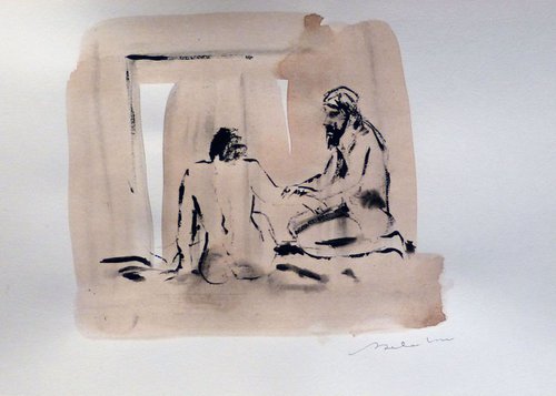 Erotic drawing 4, ink on paper 21x29 cm by Frederic Belaubre