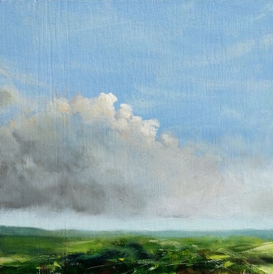 Study : Clouds - landscape #18 - oil on MDF panel