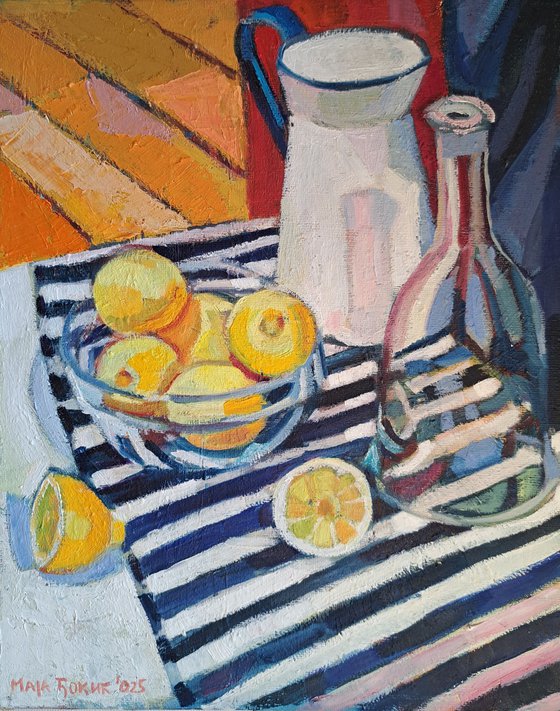 Still life with striped drapery