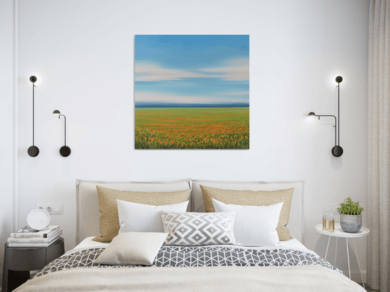 Flower Field - Blue Sky Landscape