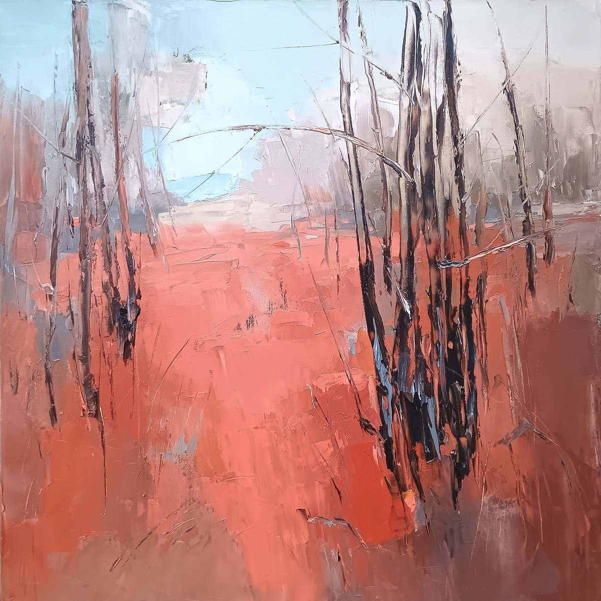 Expressive Oil Painting , Carnival Of Rust By Emilia Milcheva, 24 X 24, Artwork For Sale On Artfinder