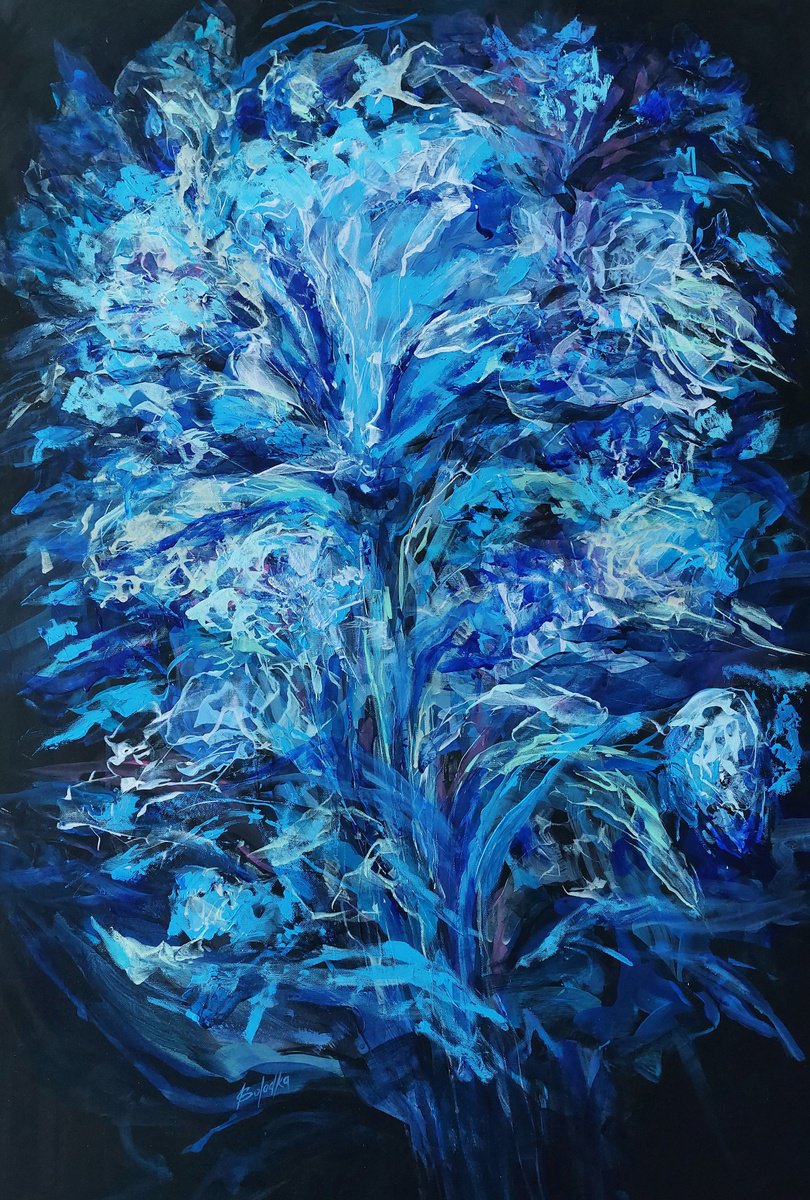 Garden In Blue 3. Azure Heritage By Katia Solodka, 24 X 35, Artwork For Sale On Artfinder