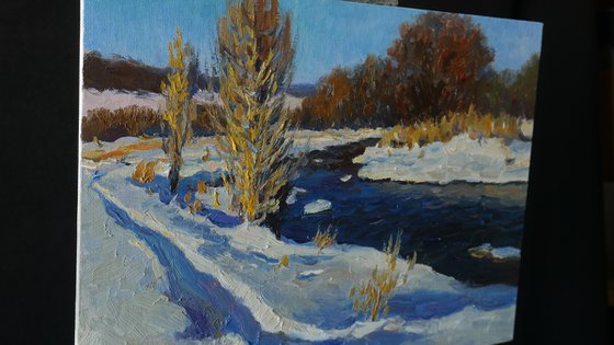 The Sunny Winter Day At The Elchik - landscape painting