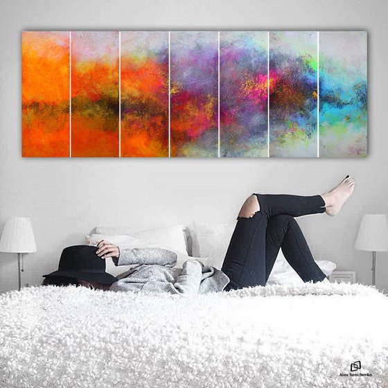 210x80cm. / Panoramic Painting  / 7 in 1 / Alex Senchenko © 2019 /  Energy