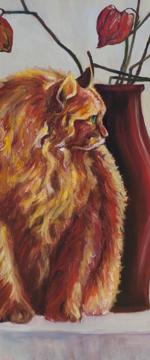 Physalis The Cat FRAMED by Liudmila Pisliakova