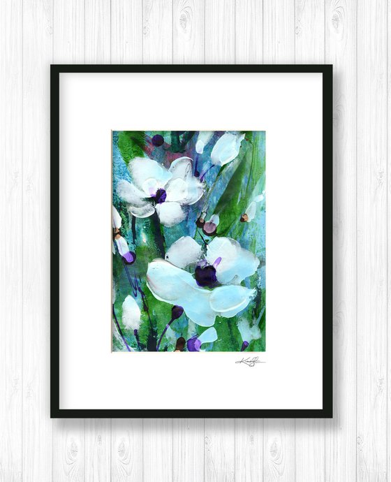 Abstract Floral Collection 5 - 3 Flower Paintings in mats by Kathy Morton Stanion