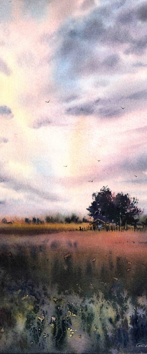 Sunset in the village #3 by Eugenia Gorbacheva