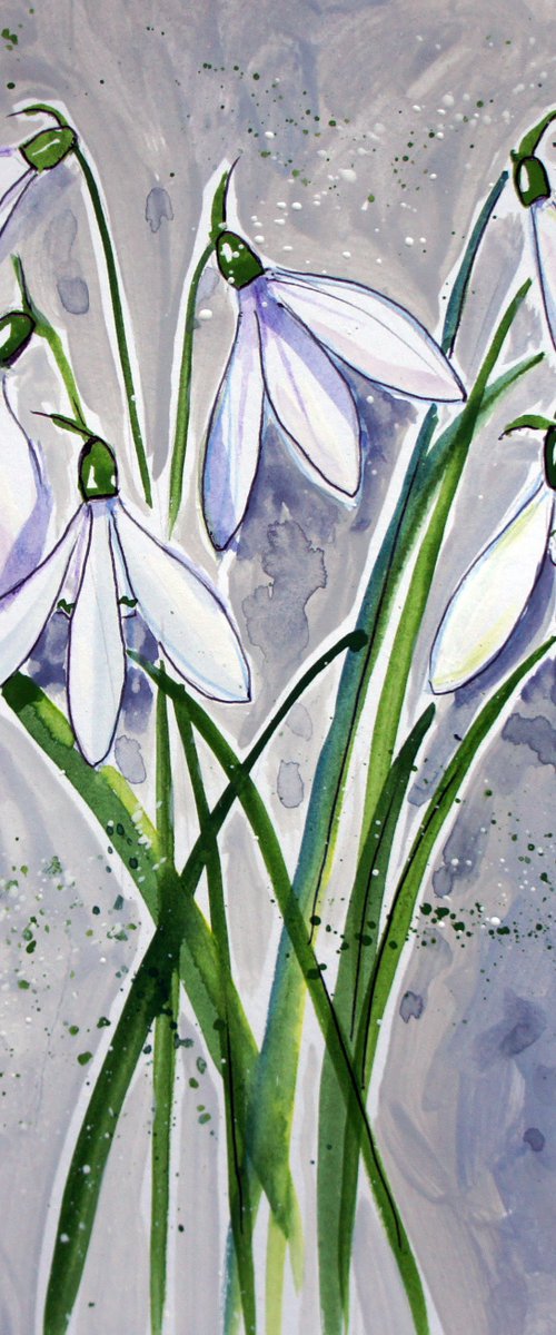 First Snowdrops by Julia  Rigby