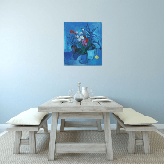 Blue Still life and Moon