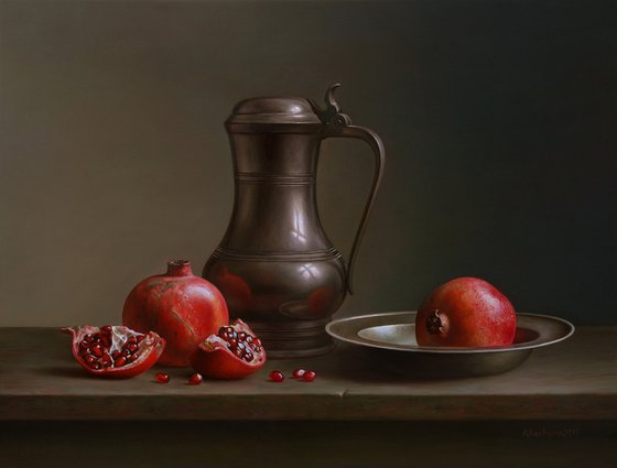 Pomegranates with a jug